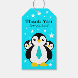 Niedlich Happy Birthday Boy Penguins Blue Neckties Geschenkanhänger