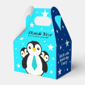 Niedlich Happy Birthday Boy Penguins Blue Neckties Geschenkschachtel (Rückseite)
