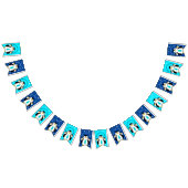 Niedlich Happy Birthday Boy Penguins Blue Neckties Wimpelkette (Alle)