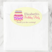 Niedlich Happy Birthday Cake Personalisiert Ovaler Aufkleber (Tasche)