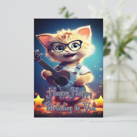 Niedlich Happy Birthday Cat (Stehend Vorderseite)