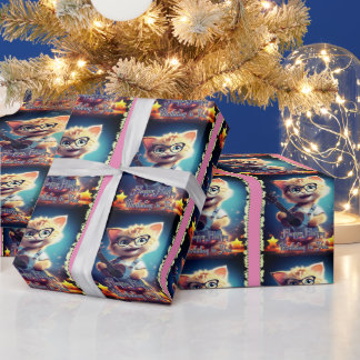 Niedlich Happy Birthday Cat Geschenkpapier