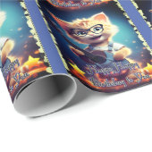 Niedlich Happy Birthday Cat Geschenkpapier (Rolleneckpunkt)