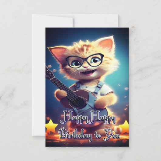 Niedlich Happy Birthday Cat Karte (Vorderseite)