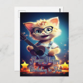 Niedlich Happy Birthday Cat Postkarte (Vorne/Hinten)