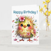 Niedlich Happy Birthday Chick Karte (Gelbe Blume)