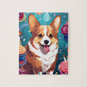 Niedlich Happy Birthday Corgi Dog Puzzle