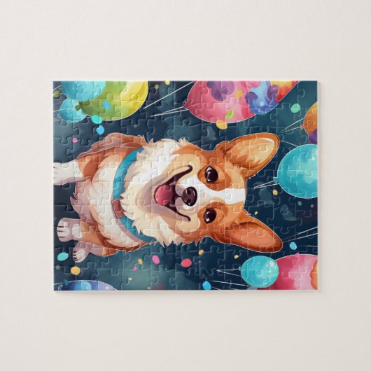 Niedlich Happy Birthday Corgi Dog Puzzle (Horizontal)