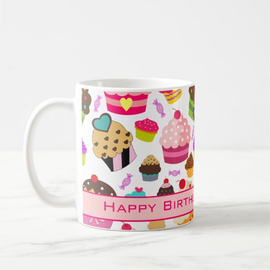 Niedlich Happy Birthday Cupcake Kaffeetasse (Links)