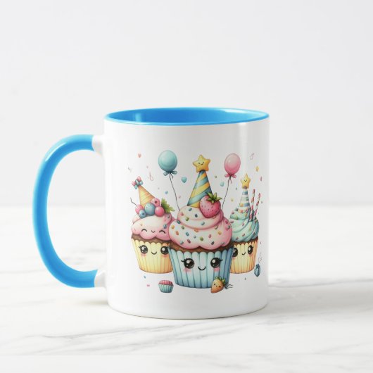 Niedlich Happy Birthday cupcake Name Tasse (Links)