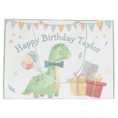 Niedlich Happy Birthday Dinosaur Party Große Geschenktüte (Rückseite)
