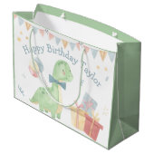 Niedlich Happy Birthday Dinosaur Party Große Geschenktüte (Rückseite Schrägansicht)