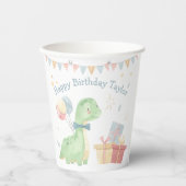 Niedlich Happy Birthday Dinosaur Party Pappbecher (Vorderseite)