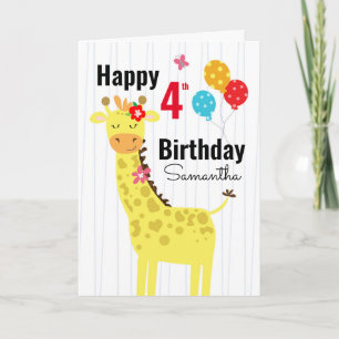 Niedlich Happy Birthday Giraffe Individuelle Name Karte