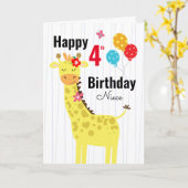 Niedlich Happy Birthday Giraffe Niece Card Karte (Gelbe Blume)
