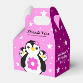 Niedlich Happy Birthday Girl Pinguins Pink Blume Geschenkschachtel