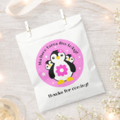Niedlich Happy Birthday Girl Pinguins Pink Blume Geschenktütchen (Ausgeschnitten)