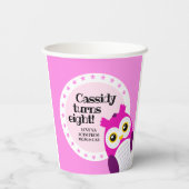 Niedlich Happy Birthday Girl Pink Owl Pappbecher (Rückseite)