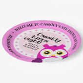 Niedlich Happy Birthday Girl Pink Owl Pappteller (Schrägansicht)