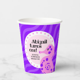 Niedlich Happy Birthday Girl Pink Seepferd auf Wav Pappbecher