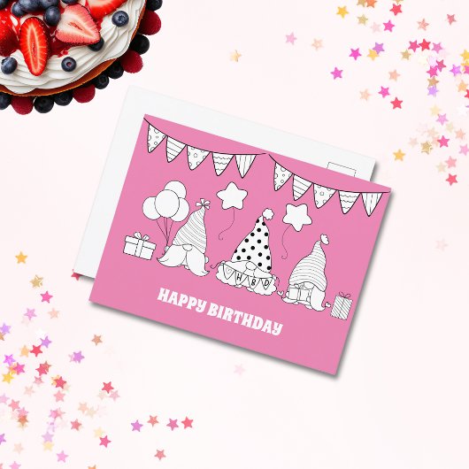 Niedlich Happy Birthday Gnome Briefmarke Postkarte