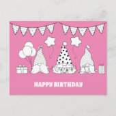 Niedlich Happy Birthday Gnome Briefmarke Postkarte (Vorderseite)