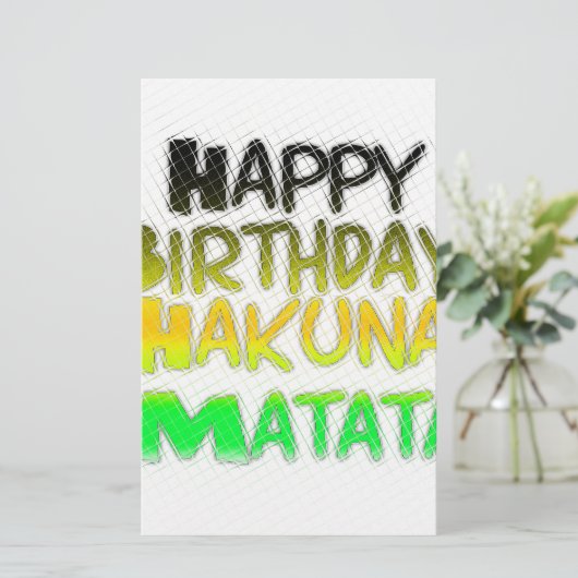 Niedlich Happy Birthday Hakunamatata Inspiration K Briefpapier (Stehend Vorderseite)