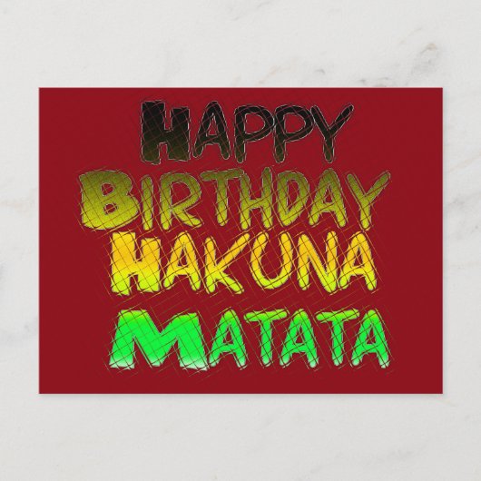 Niedlich Happy Birthday Hakunamatata Inspiration K Postkarte (Vorderseite)
