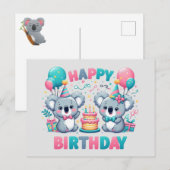 Niedlich Happy Birthday Koala Bears Postkarte (Vorne/Hinten)
