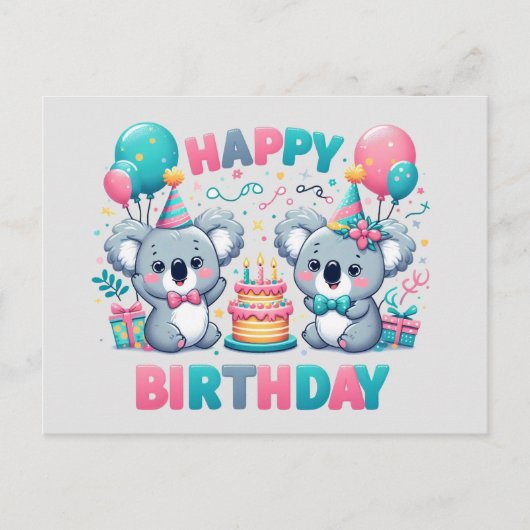 Niedlich Happy Birthday Koala Bears Postkarte (Vorderseite)