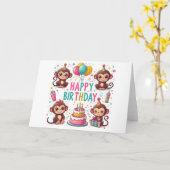 Niedlich Happy Birthday Monkey Karte (Gelbe Blume)
