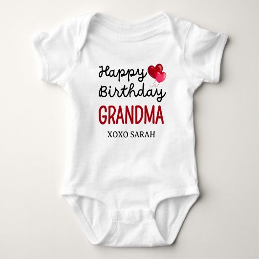 Niedlich Happy Birthday Oma Baby Strampler (Vorderseite)