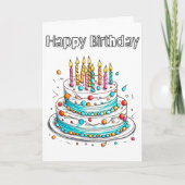 Niedlich Happy Birthday Party Cake Karte (Vorderseite)