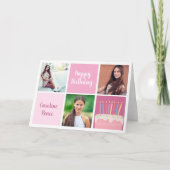 Niedlich Happy Birthday Pink FotoCollage Custom Karte (Vorderseite)