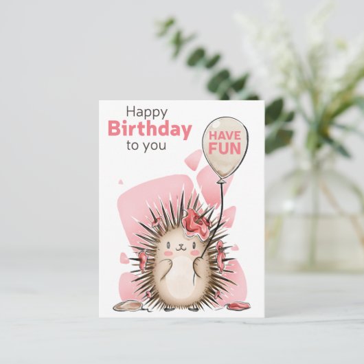 Niedlich Happy Birthday Postcard Postkarte (Stehend Vorderseite)