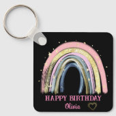 Niedlich Happy Birthday Rainbow Individuelle Name Schlüsselanhänger (Vorderseite)