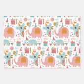 Niedlich Happy Birthday Tiere Koala Lion Sloth Geschenkpapier Set (Vorderseite)