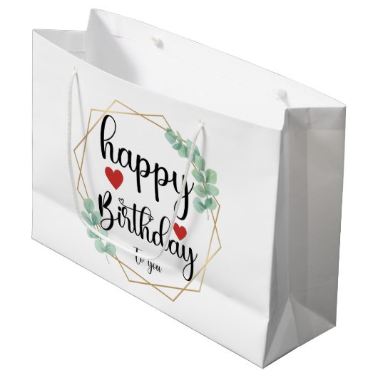Niedlich Happy Birthday unisex Party Große Geschenktüte (Vorderseite Schrägansicht)