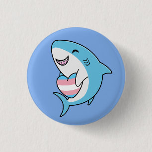 Niedlich Happy Blahaj Blue Shark Holding Trans Hea Button