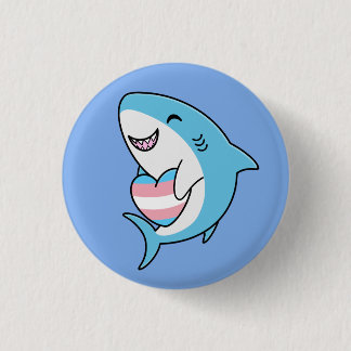 Niedlich Happy Blahaj Blue Shark Holding Trans Hea Button