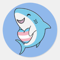 Niedlich Happy Blahaj Blue Shark Holding Trans Hea