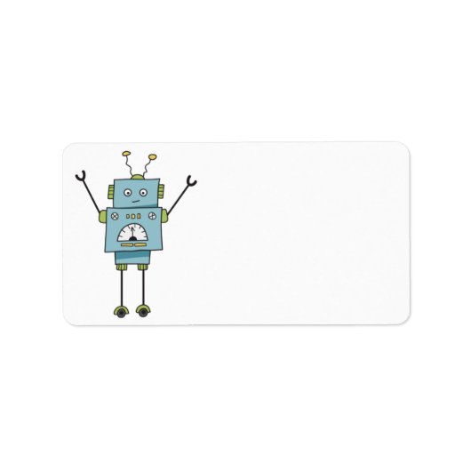 Niedlich Happy Blue Robot Blank Adressaufkleber (Vorne)