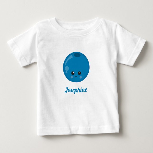 Niedlich Happy Blueberry Monogramm Baby T-shirt (Vorderseite)