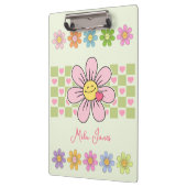 Niedlich Happy Blume Lächeln Individuelle Name Klemmbrett (Links)