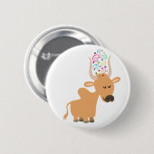 Niedlich Happy Brahman Cow Button Abzeichen (Vorne & Hinten)