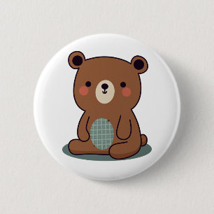 Niedlich Happy Brown Teddy Bar Button