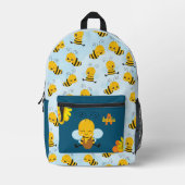 Niedlich Happy Bumble Bee mit Blume Kleines Kind Bedruckter Rucksack (Vorderseite)
