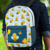 Niedlich Happy Bumble Bee mit Blume Kleines Kind Bedruckter Rucksack