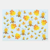 Niedlich Happy Bumble Bee mit Blume Kleines Kind Geschenkpapier Set (Vorderseite 3)