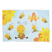Niedlich Happy Bumble Bee mit Blume Kleines Kind Kissenbezug (Vorderseite)
